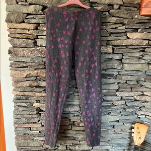 Gray Leggings with Pink Heart Pattern